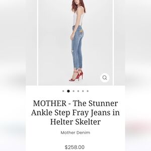 MOTHER Blue Stunner Ankle Step Fray Jeans